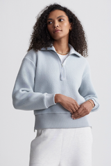 Light Gray Roselle Half Zip Fleece Sweater