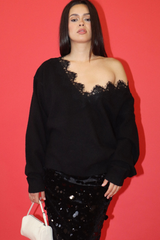 Black Love Story Lace Sweater Sweater