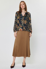 Lavender Andre Floral Pleated Blouse Top