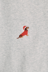 Gray The Festive Doxie Embroidery Sweatshirt Sweatshirt