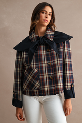 Dark Gray Autumn Reversible Plaid Jacket Jacket