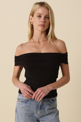 Gray Sara Off Shoulder Top Top