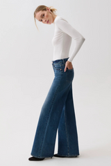 Lavender Vivian Mid Rise Wide Leg | Blue Depths Jeans