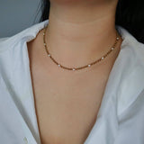 Light Slate Gray Stevie Chain Necklace | CZ Satellite Rollo Chain Necklace