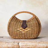 Light Gray Winding Road Rattan Bag Beach Bag