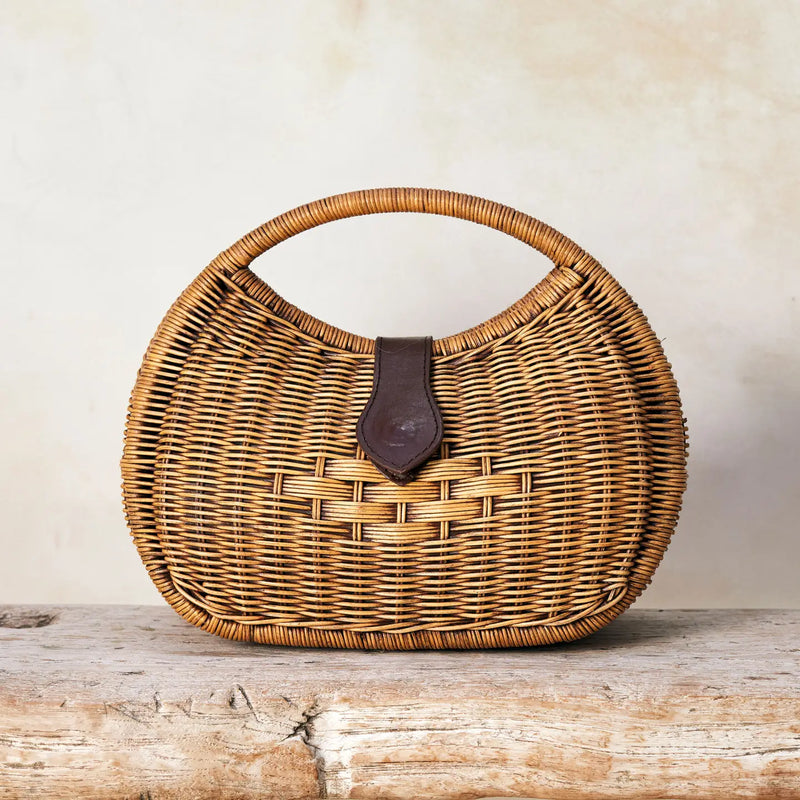 Light Gray Winding Road Rattan Bag Beach Bag