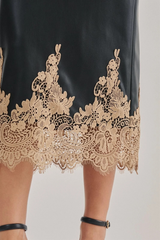 Gray Desperado Faux Leather Lace Midi Skirt Midi Skirt