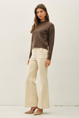 Antique White Wool Cozy Cropped Sweater Sweater