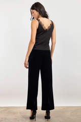 Lavender Cheryl Velvet Mix Top in Navy/Black Top