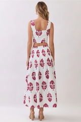 Light Gray Country Side Floral Maxi Skirt Maxi Skirt