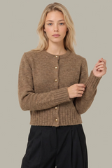 Dark Gray James Fuzzy Button Crew Cardi Cardigan
