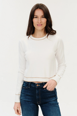 Lavender Renley Crew Sweater in Ivory/Camel Sweater