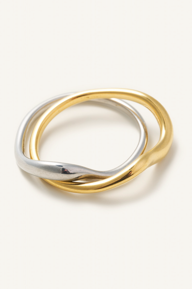 Beige Devin Mixed Metal Ring Ring