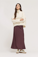 Lavender Dot Satin Maxi Skirt Maxi Skirt