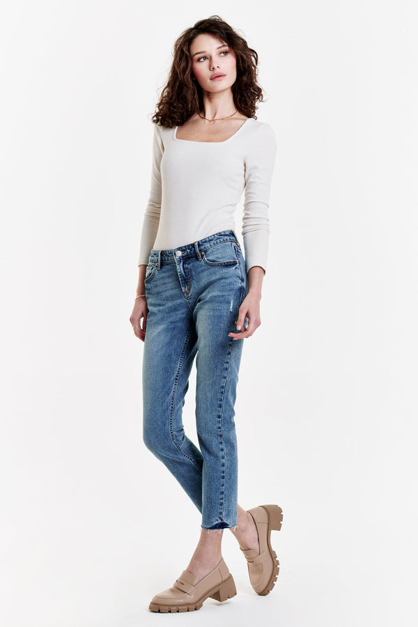 White Smoke Blaire High Rise Ankle Jean Jeans