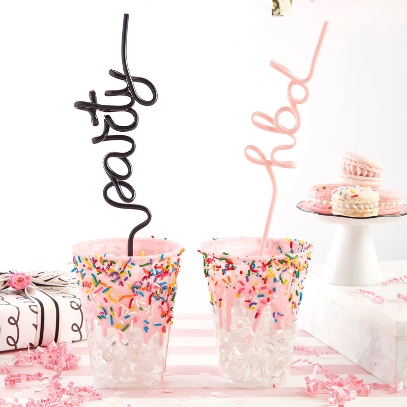 Misty Rose HBD straw