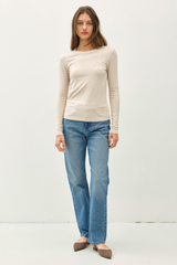 Lavender Round Neck Knit Long Sleeve Top Top