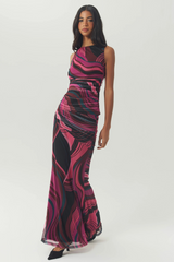 Light Gray Cinda Skirt in Pink/Multi Maxi Skirt
