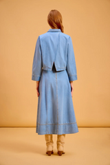 Tan Asbury Skirt in Denim Midi Skirt