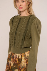 Dark Olive Green Liv Knit Pullover Sweater