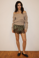 Gray Zebra Darling Lace Shorts Short