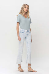 Lavender Mid Rise Bleached Cropped Flare Jeans