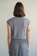 Light Gray Crew Neck Knitted Top Sweater