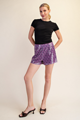 Antique White Dot To Dot Sequin Mini Shorts Short