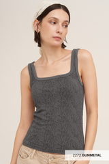 Light Gray Sally Scoop Neck Tonal Snake Top Tank Top