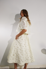 Gray Simple & Sweet Floral Maxi Skirt Outfit Sets