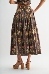 Lavender Autumn Romance Floral Midi Skirt Midi Skirt
