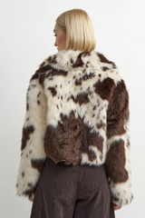 Lavender Bovine Bomber in Brown Cow Jacket