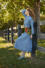 Dark Slate Gray Asbury Skirt in Denim Midi Skirt