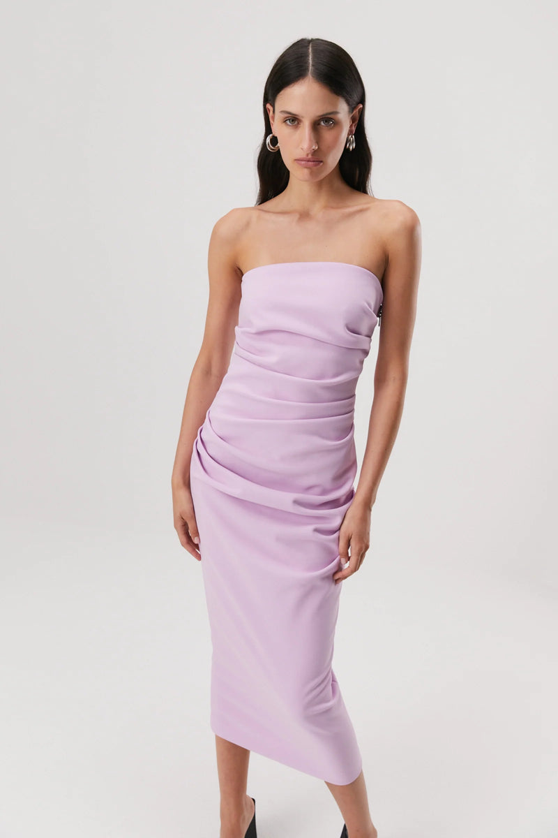 Light Gray Calandra Drape Midi Dress Midi Dress