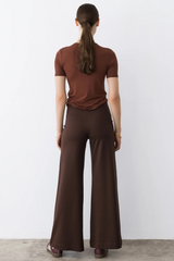 White Smoke Ponte Knit Standard Wide Leg Pant Pant