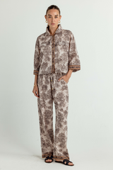 Light Gray Simona Shirt in Parchment Garden Shirt