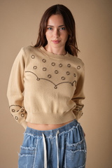 Rosy Brown Wild West Beaded Sweater Sweater
