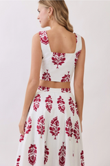 Light Gray Country Side Floral Crop Top Top
