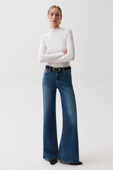 Light Gray Vivian Mid Rise Wide Leg | Blue Depths Jeans