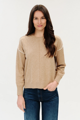 Lavender Sable Exposed Seam Sweater in Camel/Ivory Sweater