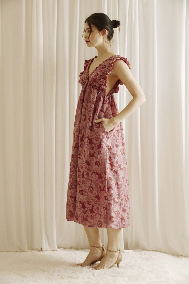 Gray Avondale Babydoll Midi Dress Midi Dress