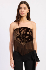 Black Western Soul Tassel Scarf Top Top