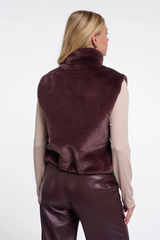 Dark Slate Gray Niki Short Waistcoat Faux Fur Vest
