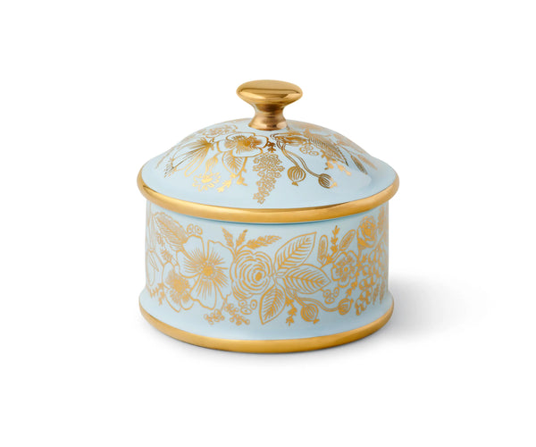 Light Gray Colette Round Porcelain Box Trinket Bowl