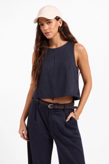 White Smoke Legacy Top in Navy Ivory Top