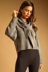 Sandy Brown Tied With Love Sweater Jacket Sweater