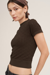 Light Gray Billie Floral Eyelet Top Top