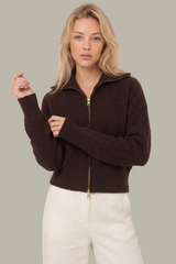 Dark Gray Wesley Cropped Zip Fuzzy Jacket Jacket