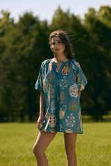 Black Frannie Dress in Market Muse Mini Dress