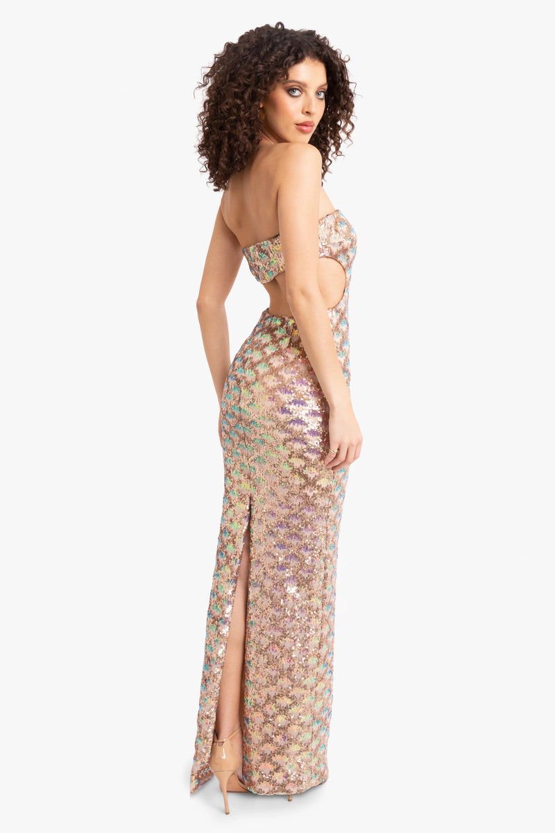 White Smoke Chana | Sequin Embellished Gown Formal Dress